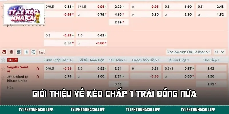 Giới thiệu về kèo chấp 1 trái đồng nửa